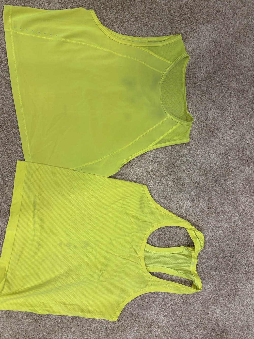 lululemon athletica Neon Lime Racerback and Scoop Tank Duo